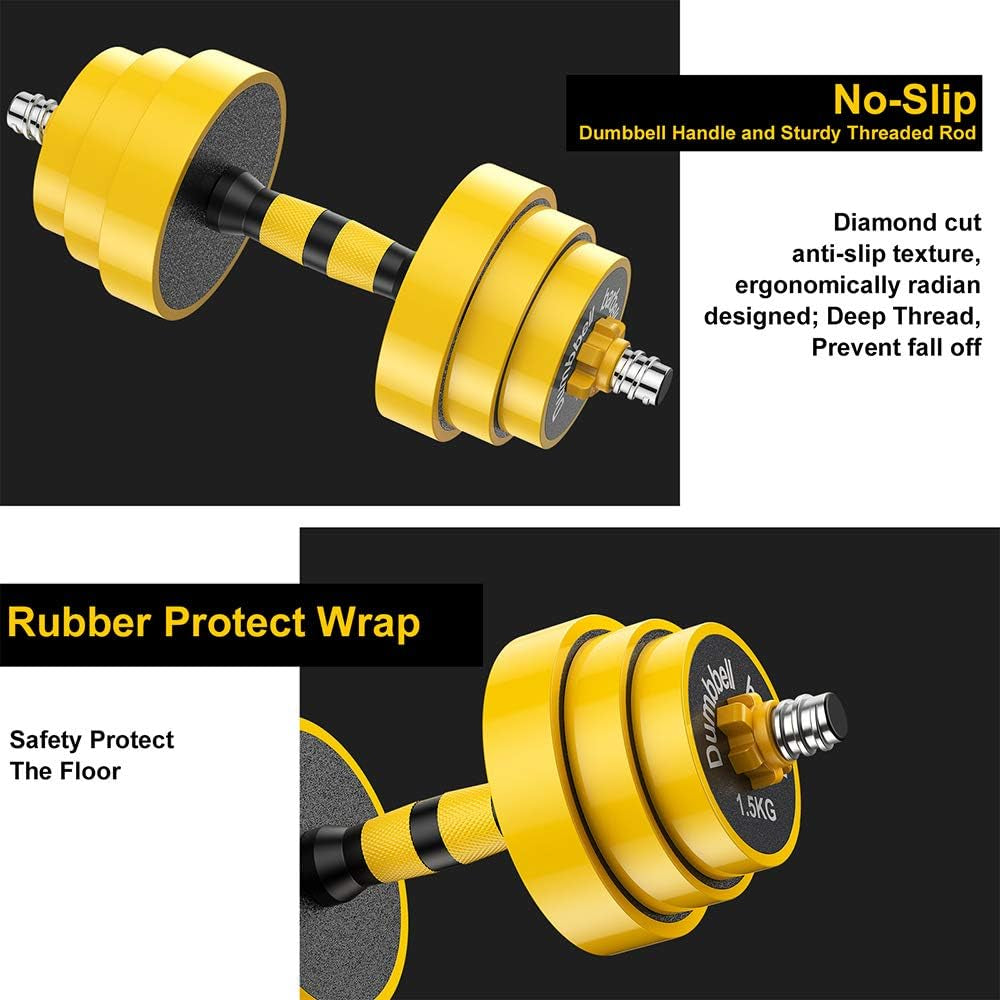 Adjustable Dumbbell Barbell, Free Weights 2-In-1 Dumbbell Barbell Set, Non-Slip Hand Dumbbell for Home, Gym, Office (Barbell 55LB or 27.5LB Dumbbell Pair)