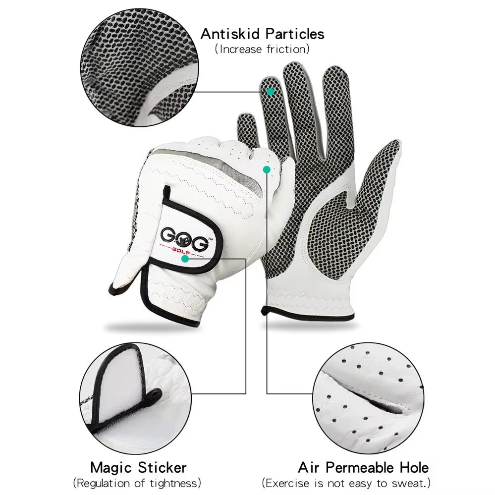 Pack 1 Pc Golf Gloves Men'S Left/Right Hand Soft Breathable Pure Sheepskin with Anti-Slip Granules Golf Gloves Golf Men