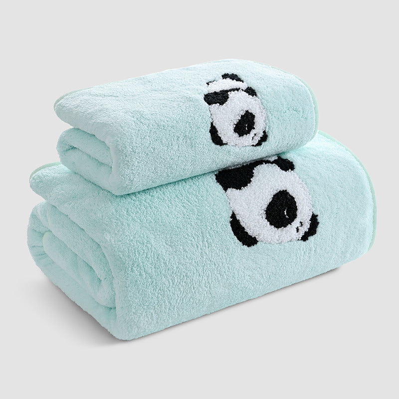 Coral Velvet Panda Embroidery Covers Soft And Absorbent