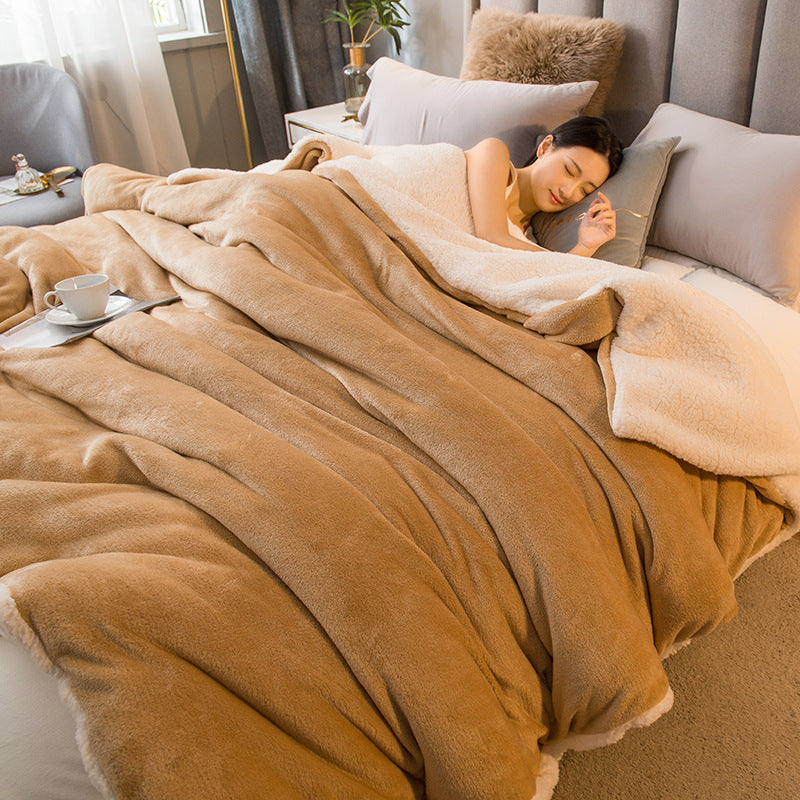 Thickened Warm Blanket Milk Fiber Flannel Lambswool Multi-functional Quilt Cover Blanket