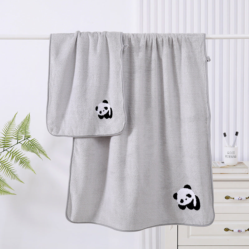 Coral Velvet Panda Embroidery Covers Soft And Absorbent