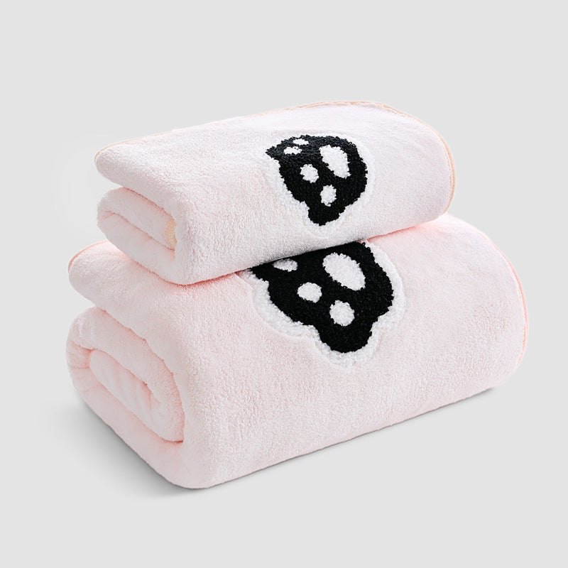 Coral Velvet Panda Embroidery Covers Soft And Absorbent